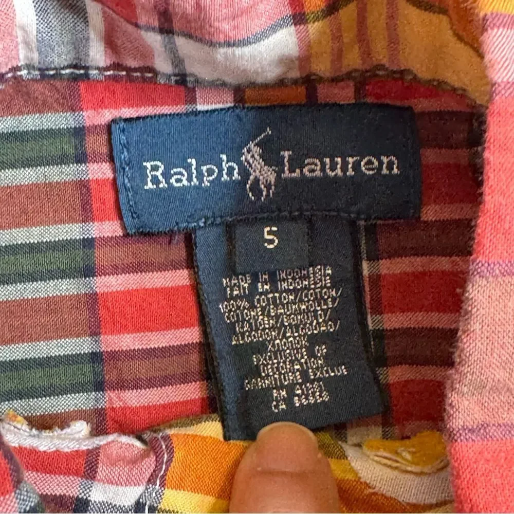 Ralph Lauren Kids Plaid and Yellow Button Down Shirts Fall Thanksgiving Boys 5